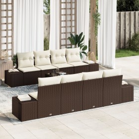 Set de Sofá de Jardín de 9 Piezas con Cojines de Ratán Poliéster Marrón von , Outdoor-Sofas - Ref: Foro24-3346988, Preis: 653...