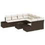Juego de Sofás de Jardín de 9 Piezas con Cojines Marrón Ratán Poli by , Outdoor sofas - Ref: Foro24-3346998, Price: 604,53 €,...