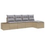 Conjunto de Sofá de Jardín de 5 Piezas con Cojines Beige de Polirratán de , Sofás de exterior - Ref: Foro24-3347020, Precio: ...