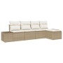 Juego de Sofá de Jardín de 5 Piezas con Cojines Beige Poliratán de , Sofás de exterior - Ref: Foro24-3347021, Precio: 339,63 ...