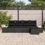 Juego de sofá de jardín de 5 piezas con cojines negros de ratán resistente by , Outdoor sofas - Ref: Foro24-3347023, Price: 3...