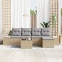 Conjunto de Sofás de Jardín de 6 Piezas con Cojines Ratán Poliéster Negro de , Sofás de exterior - Ref: Foro24-3347030, Preci...