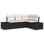 Conjunto de Sofá de Jardín de 4 Piezas con Cojines Negro Ratán de Poliéster by , Outdoor sofas - Ref: Foro24-3347037, Price: ...