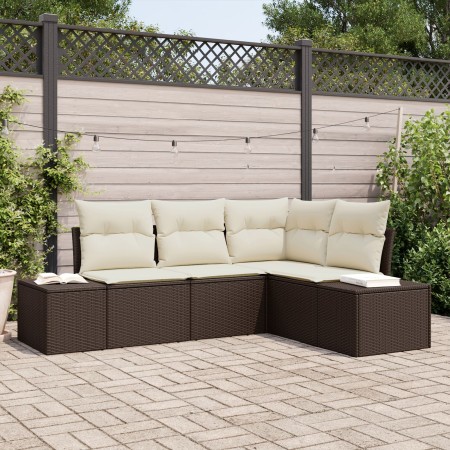 Conjunto de Sofá de Jardín de 4 Piezas con Cojines en Marrón de Ratán Sintético von , Outdoor-Sofas - Ref: Foro24-3347038, Pr...