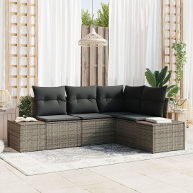 Juego de Sofá de Jardín de 4 Piezas con Cojines Gris Poliratán von , Outdoor-Sofas - Ref: Foro24-3347039, Preis: 310,78 €, Ra...