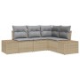 Juego de Sofá de Jardín de 4 Piezas con Cojines Beige Ratán by , Outdoor sofas - Ref: Foro24-3347040, Price: 325,65 €, Discou...