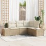 Conjunto de Sofá de Jardín de 4 Piezas con Cojines Beige Poliratán by , Outdoor sofas - Ref: Foro24-3347041, Price: 327,61 €,...