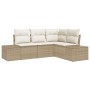 Conjunto de Sofá de Jardín de 4 Piezas con Cojines Beige Poliratán by , Outdoor sofas - Ref: Foro24-3347041, Price: 327,61 €,...