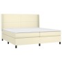 Cama box spring con colchón cuero sintético crema 200x200 cm