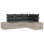 Set de Sofá de Jardín de 4 Piezas con Cojines Gris Claro Poliratán by , Outdoor sofas - Ref: Foro24-3347042, Price: 331,61 €,...