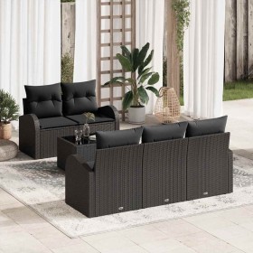 Conjunto de sofá de jardín 6 pcs Negro 55 x 55 x 37 cm