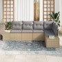 Conjunto de Sofás de Jardín de 5 Piezas con Cojines Beige Ratán Sintético by , Outdoor sofas - Ref: Foro24-3347060, Price: 37...