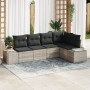 Juego de Sofá de Jardín de 5 Piezas con Cojines Gris Claro de Ratán Sintético von , Outdoor-Sofas - Ref: Foro24-3347062, Prei...