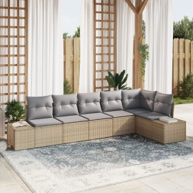 Set de Sofás de Jardín de 6 Piezas con Cojines Beige de Ratán Sintético von , Outdoor-Sofas - Ref: Foro24-3347080, Preis: 437...