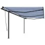 Automatic retractable awning with blue and white poles 6x3 m by vidaXL, Awnings - Ref: Foro24-3070206, Price: 693,22 €, Disco...