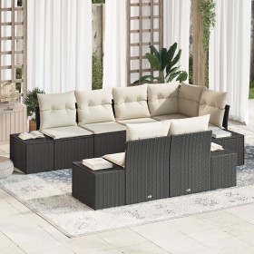 Set de Sofá de Jardín de 7 Piezas con Cojines Negro Poliratán by , Outdoor sofas - Ref: Foro24-3347097, Price: 536,97 €, Disc...