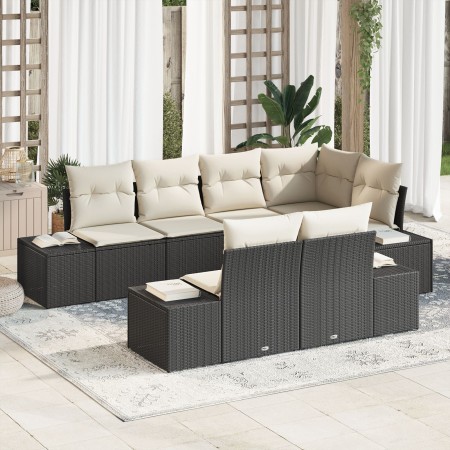 Set de Sofá de Jardín de 7 Piezas con Cojines Negro Poliratán by , Outdoor sofas - Ref: Foro24-3347097, Price: 536,97 €, Disc...