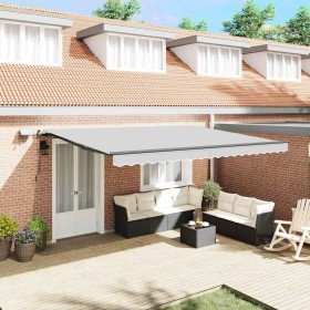 Toldo con Manual Antracita 4 x 3 m Metal Toldo con Manual Antracita 4 x 3 m Metal