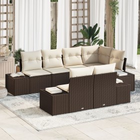 Conjunto de Sofá de Jardín de 7 Piezas con Cojines Marrón de Poliratán de , Sofás de exterior - Ref: Foro24-3347098, Precio: ...