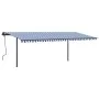 Automatic retractable awning with blue and white poles 6x3 m by vidaXL, Awnings - Ref: Foro24-3070206, Price: 693,22 €, Disco...