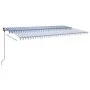 Automatic retractable awning with blue and white poles 6x3 m by vidaXL, Awnings - Ref: Foro24-3070206, Price: 693,22 €, Disco...