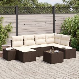 Conjunto de Sofá de Jardín Conjunto de 7 Marrón y crema by , Outdoor sofas - Ref: Foro24-3347138, Price: 459,39 €, Discount: %