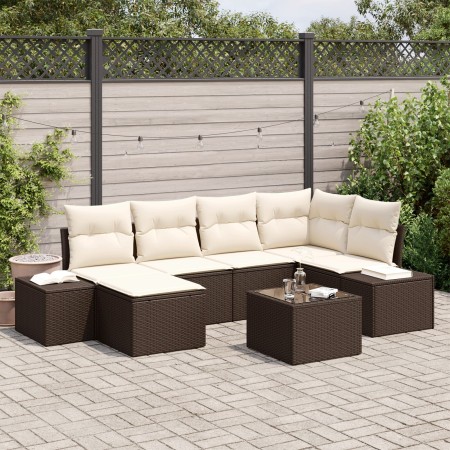 Conjunto de Sofá de Jardín Conjunto de 7 Marrón y crema by , Outdoor sofas - Ref: Foro24-3347138, Price: 459,39 €, Discount: %