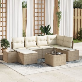 Conjunto de Sofá de Jardín de 7 Piezas con Cojines en Ratán Polímero Marrón de , Sofás de exterior - Ref: Foro24-3347141, Pre...