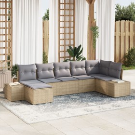 Juego de Sofá de Jardín de 7 Piezas con Cojines Beige Poliratán by , Outdoor sofas - Ref: Foro24-3347150, Price: 471,33 €, Di...