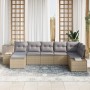 Juego de Sofá de Jardín de 7 Piezas con Cojines Beige Poliratán by , Outdoor sofas - Ref: Foro24-3347150, Price: 474,36 €, Di...
