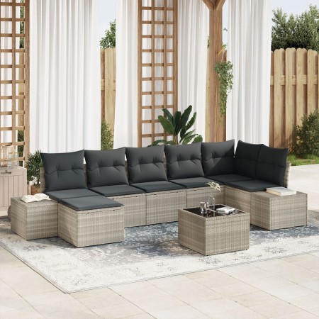 Juego de Sofás de Jardín Conjunto de 8 Gris Claro Ratán, Poliéster von , Outdoor-Sofas - Ref: Foro24-3347162, Preis: 560,84 €...