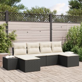 Conjunto de Sofás de Jardín de 6 Piezas con Cojines Negro de Ratán de Polietileno by , Outdoor sofas - Ref: Foro24-3347167, P...