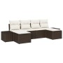 Set de sofá de jardín de 6 piezas con cojines de ratán de poliéster marrón by , Outdoor sofas - Ref: Foro24-3347168, Price: 3...