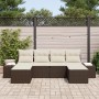 Set de sofá de jardín de 6 piezas con cojines de ratán de poliéster marrón by , Outdoor sofas - Ref: Foro24-3347168, Price: 3...