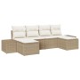 Conjunto de sofá de jardín de 6 piezas con cojines beige de ratán poliéster von , Outdoor-Sofas - Ref: Foro24-3347171, Preis:...