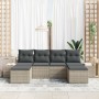Conjunto de Sofá de Jardín de 6 Piezas con Almohadas Gris Claro Poliratán von , Outdoor-Sofas - Ref: Foro24-3347172, Preis: 4...