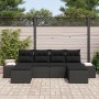 Set de sofás de jardín de 6 piezas con cojines de ratán negro poliéster by , Outdoor sofas - Ref: Foro24-3347173, Price: 369,...