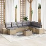 Conjunto de Sofá de Jardín Juego de 9 Beige y Gris Ratán y Tela von , Outdoor-Sofas - Ref: Foro24-3347190, Preis: 559,92 €, R...