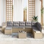 Conjunto de Sofá de Jardín Juego de 9 Beige y Gris Ratán y Tela von , Outdoor-Sofas - Ref: Foro24-3347190, Preis: 559,92 €, R...