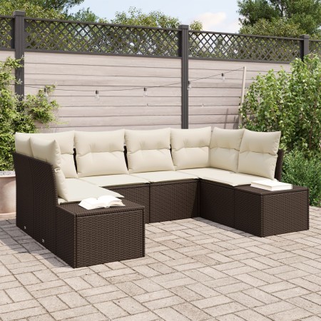 Juego de Sofá de Jardín Juego de 6 Marrón y crema by , Outdoor sofas - Ref: Foro24-3347198, Price: 431,35 €, Discount: %