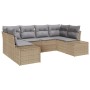 Juego de Sofá de Jardín de 6 Piezas con Cojines Beige de Ratán Poliéster by , Outdoor sofas - Ref: Foro24-3347200, Price: 427...