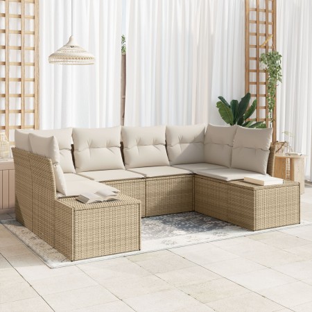 Juego de Sofá de Jardín de 6 Piezas con Cojines Ratán Poliéster Beige von , Outdoor-Sofas - Ref: Foro24-3347201, Preis: 457,6...