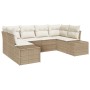 Juego de Sofá de Jardín de 6 Piezas con Cojines Ratán Poliéster Beige von , Outdoor-Sofas - Ref: Foro24-3347201, Preis: 457,6...