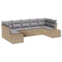 Juego de sofá de jardín de 7 piezas con cojines Beige Poliratán de , Sofás de exterior - Ref: Foro24-3347210, Precio: 504,87 €