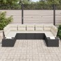 Set de sofá de jardín de 9 piezas con cojines negro ratán poliéster von , Outdoor-Sofas - Ref: Foro24-3347217, Preis: 543,33 ...