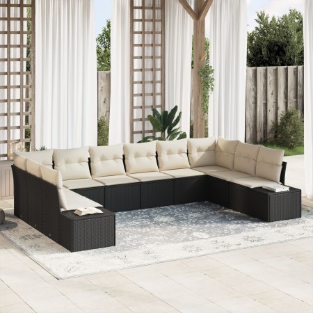 Juego de sofá de jardín de diez piezas con cojines negro poliratán by , Outdoor sofas - Ref: Foro24-3347237, Price: 594,33 €,...