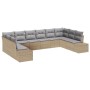 Conjunto de Sofá de Jardín de 10 Piezas con Cojines Beige de Poliratán by , Outdoor sofas - Ref: Foro24-3347240, Price: 670,1...