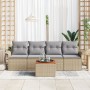 Conjunto de Sofá de Jardín de 5 Piezas con Cojines Beige Ratán Poliéster von , Outdoor-Sofas - Ref: Foro24-3347259, Preis: 32...