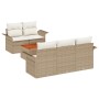 Juego de Sofá de Jardín de 6 Piezas con Cojines Beige de Ratán Poliéster Acacia by , Outdoor sofas - Ref: Foro24-3347267, Pri...