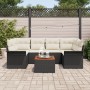 Juego de Sofá de Jardín de 7 Piezas con Cojines Negro Polirratán Acacia by , Outdoor sofas - Ref: Foro24-3347278, Price: 433,...